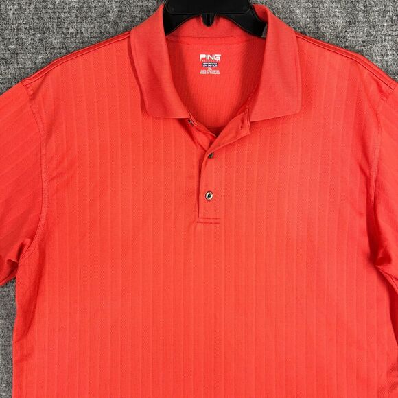 PING POLO‎ SHIRT MENS EXTRA LARGE ORANGE GOLFING COLLAR SHORT-SLEEVE PERFORMANCE - Picture 3 of 11